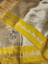 Lemon  Banarasi Brocade Tissue with embroidery