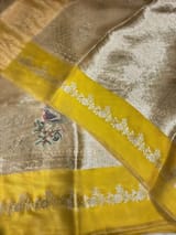 Lemon  Banarasi Brocade Tissue with embroidery