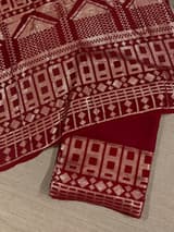 Meroonish Red pure Satin Saree with designer sequence border and blouse SS5038