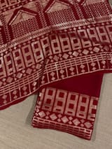 Meroonish Red pure Satin Saree with designer sequence border and blouse SS5038