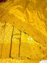 Mustard Cambodian–inspired Ikkat Silk Saree with cutwork Rose Border SS50345