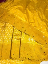 Mustard Cambodian–inspired Ikkat Silk Saree with cutwork Rose Border SS50345