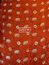 Rust Orange Banarasi Bandhej Silk saree : D62F013