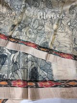 Ivory Tussar pen kalamkari printed saree