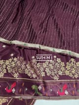 Winish Brown Mysore silk saree with pythani embroidered border : D62F006