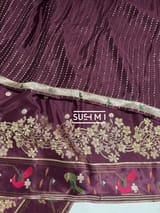 Winish Brown Mysore silk saree with pythani embroidered border : D62F006