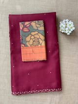 Burgundy Tussar with fusion blouse SS50458