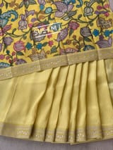 Lime yellow Banarasi tonchoi with pen kalamkari Blouse : D62F015