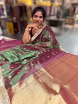 Green & Wine Combo Pure handloom Banarasi Tissue saree SS50429