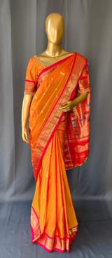 Mustard Pure handloom yeola pythani Saree