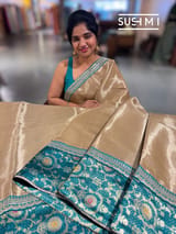 Antique Gold tissue saree with banarasi and sabhyasachi borders : S62123