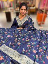 Midnight Blue Mashru Banaras with petite Point embroidery SS5005