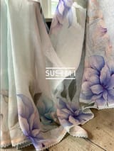 Floral printed handloom lenin saree