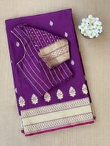 Brinjal Pure Handloom Banarasi Silk Saree
