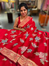 Chilli Red Mashru Banaras with embroidery SS5015