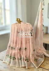 Pure Lenin Saree with pichwai embroidery