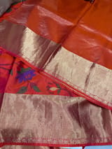 Pinkish Orange Kanchi Soft Silk Saree with embroidery : S62F175