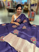 Violet Organza Saree with pure Tissue Border SS50319