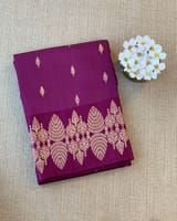 Wine Poona Silk Saree with heavy weaving open Mashru border