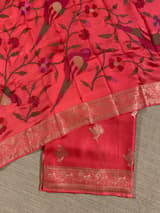 Dark Peach Pink Mashru Silk Saree with Paithani inspired embroidered blouse SS50572