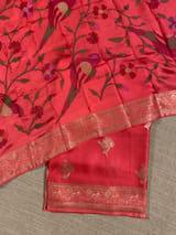 Dark Peach Pink Mashru Silk Saree with Paithani inspired embroidered blouse SS50572
