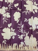 Mauve Pure Organza With Temple Embroidered Border & Tussar Printed Blouse SS50296