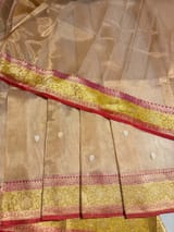 Banarasi Handloom Gold tissue Saree with multi color woven border. SS50419
