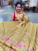 Molten Gold Kanjeevaram Tissue Sareewith petite point embroidery : S62F088