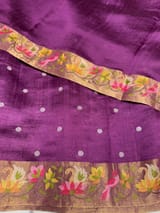 Wine Raw Silk Saree with Pythani inspired Embroidery