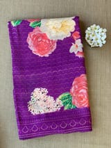 Purple georgette sequence saree with statement floral print SS5046