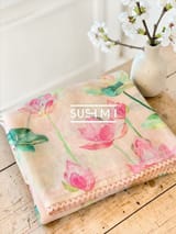 Pure lenin saree with statement Pichwai Print
