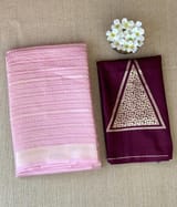 Pastel Pink Banarasi kora Saree
