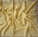 Pastel yellow organza handwork saree
