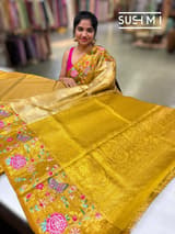 Gold Kanjeevaram Tissue Sareewith petite point embroidery : S62F086