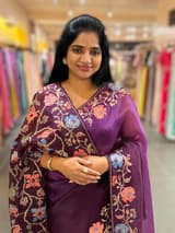 Wine Organza with patan patola inspired embroidery SS50605