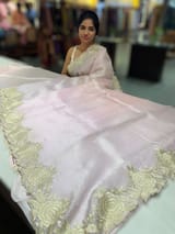 Ombre dyed Pure Organza Saree with parsi gara embroidery SS50278