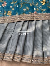 Dusty Blue  Banarasi tonchoi with pen kalamkari Blouse : D62F026