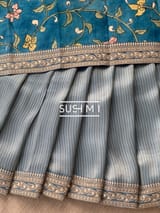 Dusty Blue  Banarasi tonchoi with pen kalamkari Blouse : D62F026