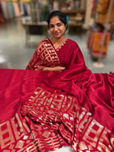 Meroonish Red pure Satin Saree with designer sequence border and blouse SS5038