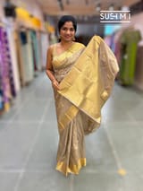 Taupe Grey Kanjeevaram Tissue Saree
