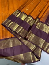 Light Rust Orange and Winish Brown Vintage Kanchipuram Gap border Saree SS50175