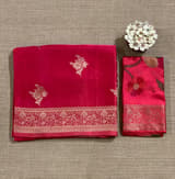 Dark Pink Mashru Silk Saree with Paithani inspired embroidered blouse SS50571