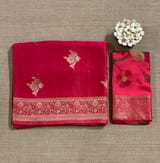 Dark Pink Mashru Silk Saree with Paithani inspired embroidered blouse SS50571
