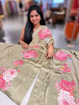 Designer Chinnon & Satin Fusion Saree