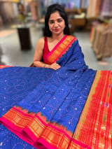 Blue Pure handloom Bandhini paithani saree SS50376