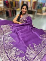 Purple Pure organza Saree with pita emb SS50308