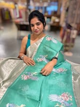 Pure Handloom Tissue saree with organza embroidered border