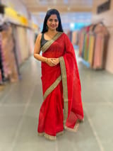 Red Organza with sabyasachi borders SS50276