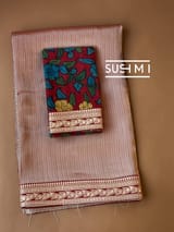 Burgundy Banarasi tonchoi with pen kalamkari Blouse : D62F023