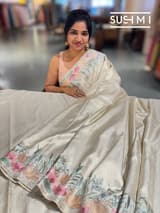 White Brocade Kanjeevaram with  embroidery D62F039